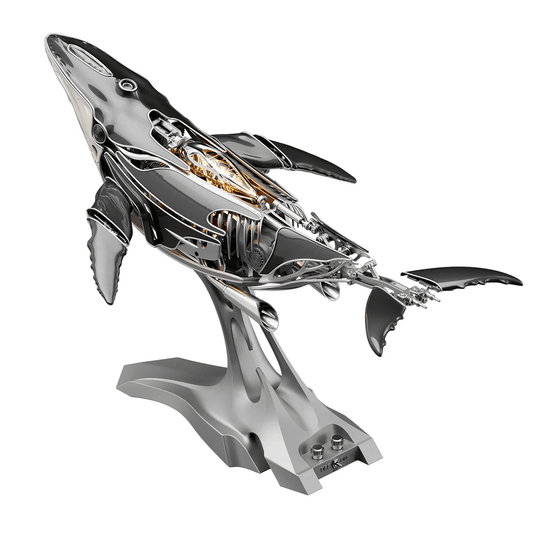 機械式ザトウクジラ LEDライト点灯 キネティックアート 金属製モデル