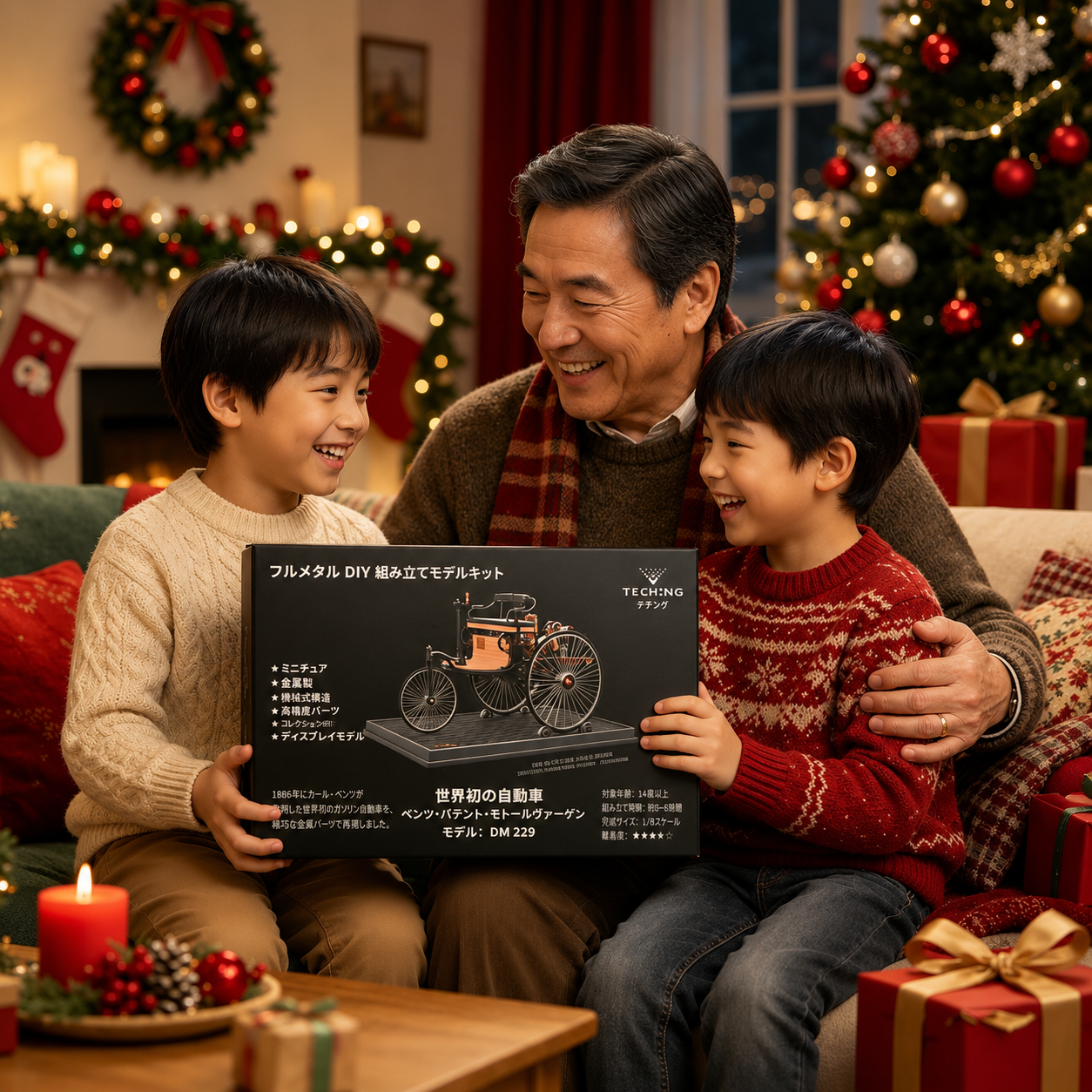 クリスマスギフトに人気の1886年ベンツ・パテント・モトールヴァーゲン金属モデル