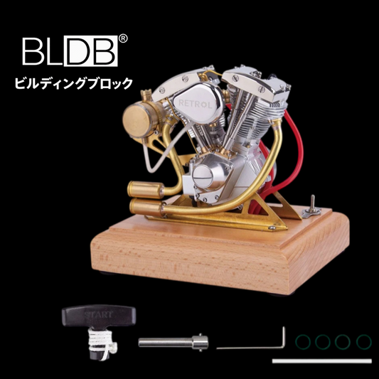 RETROL R31 4.2cc ショベルヘッド Vツインガソリンエンジン模型の完成外観