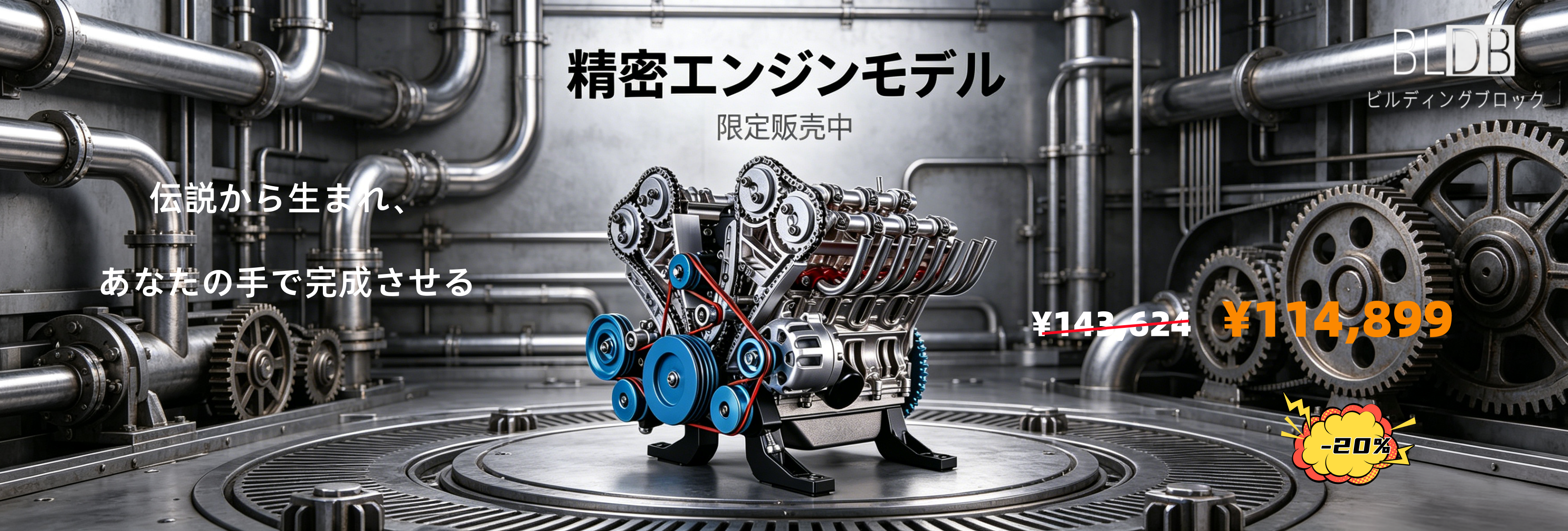 3Dメタルパズル V8エンジン