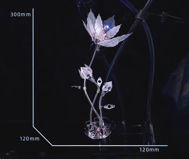 オイノックス・フラワー (243 個) 3D メタルパズルフラワーモデル、DIY スチームパンクメタルフラワーアセンブリモデル - ビルディングブロック