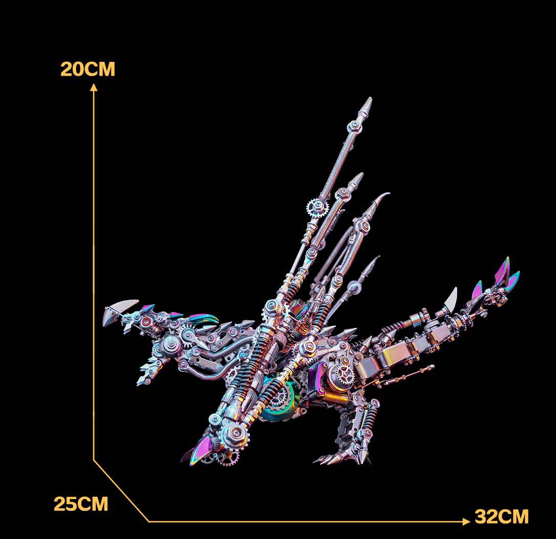 3D 蒸気パンク金属パズルモデル、ライト付き、3D 機械インテリジェントドラゴンステンレスパズル、DIY 超現実主義のクリエイティブブロック玩具、子供と大人向け、1390+PCS