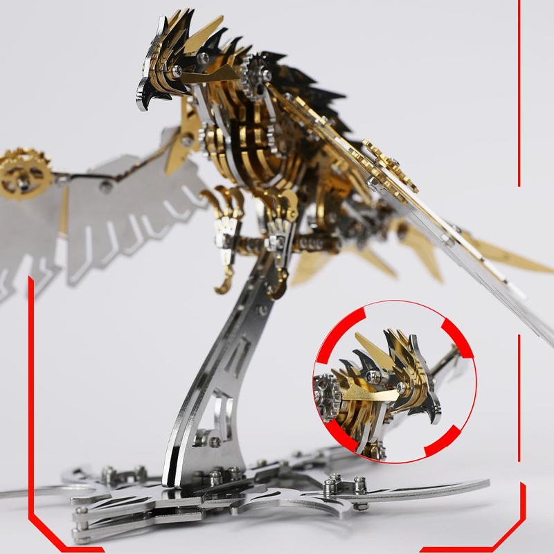 BLDB-3D金属製潮流玩具「プレデターホーク」立体メカモデル 組み立て式デスクトップディスプレイ 男性向けギフト