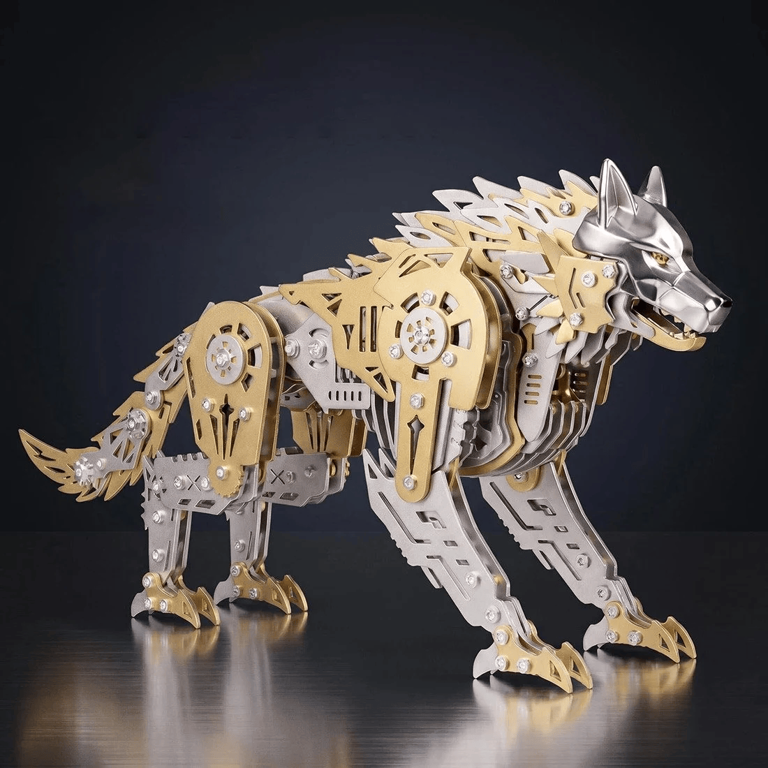 メカニカルウルフ 3Dメタルパズル 384ピース | 可動関節付きDIYモデル