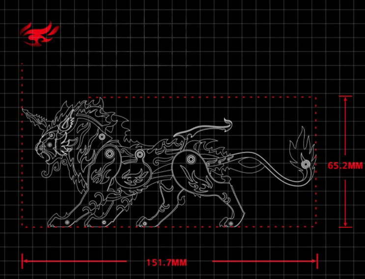 DIY 組み立て 中国古代虎獣 3D 金属モデルキット おもちゃ 雷炎の力-天呉《ひ》