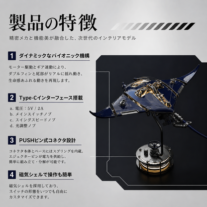 モーター駆動やギア連動などスチームパンク・モブラの主な製品機能