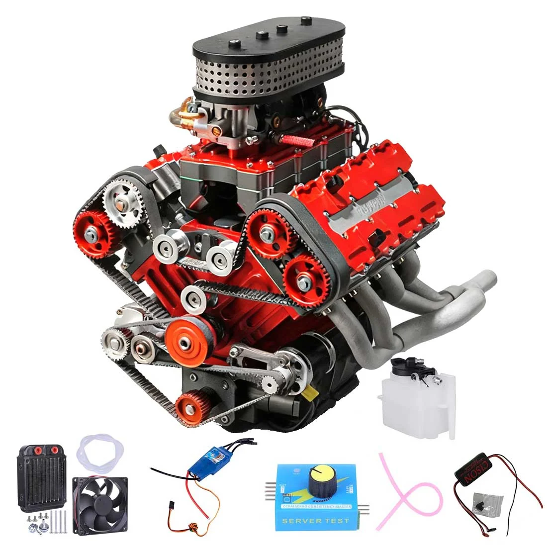 V8-9078 PROの湿式水冷ポンプと冷却配管接続部