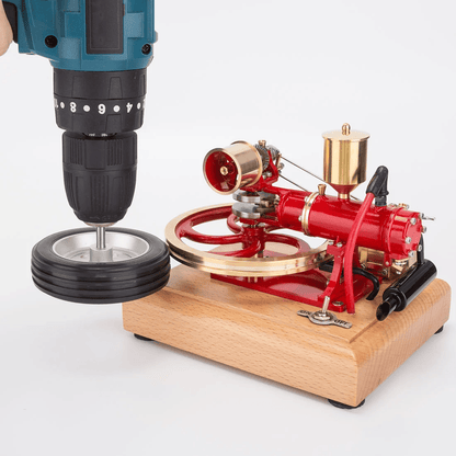 R18横型単気筒エンジン模型の大径フライホイールと金属機構