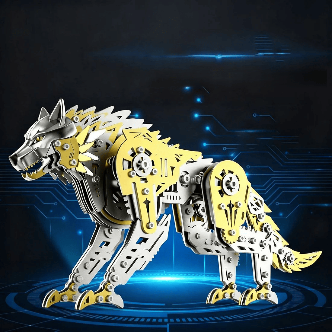 メカニカルウルフ 3Dメタルパズル 384ピース | 可動関節付きDIYモデル