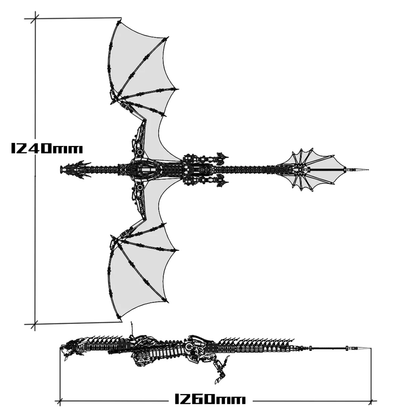 ファンタジー大型ドラゴン「天空のオーロラ」3Dメタル機械パズル  難易度：高、3000+ピース、長さ126cm