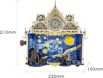 298PCS 大人向け3Dパズル 星月夜 ヴィンセント・ヴァン・ゴッホのクラフト作品 メタルパズルモデルキット