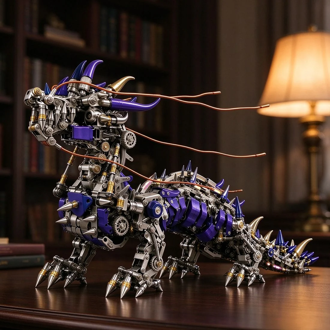 組み立て後の麒麟 3Dメタルパズル 金属製可動モデル