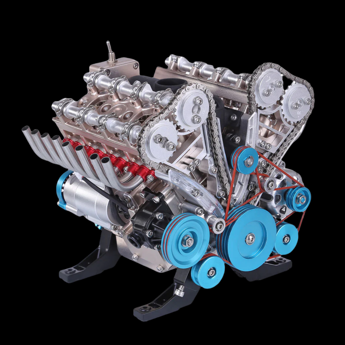 動画を読み込む: V8エンジン模型｜500点超・電動可動式フルメタル組立キット