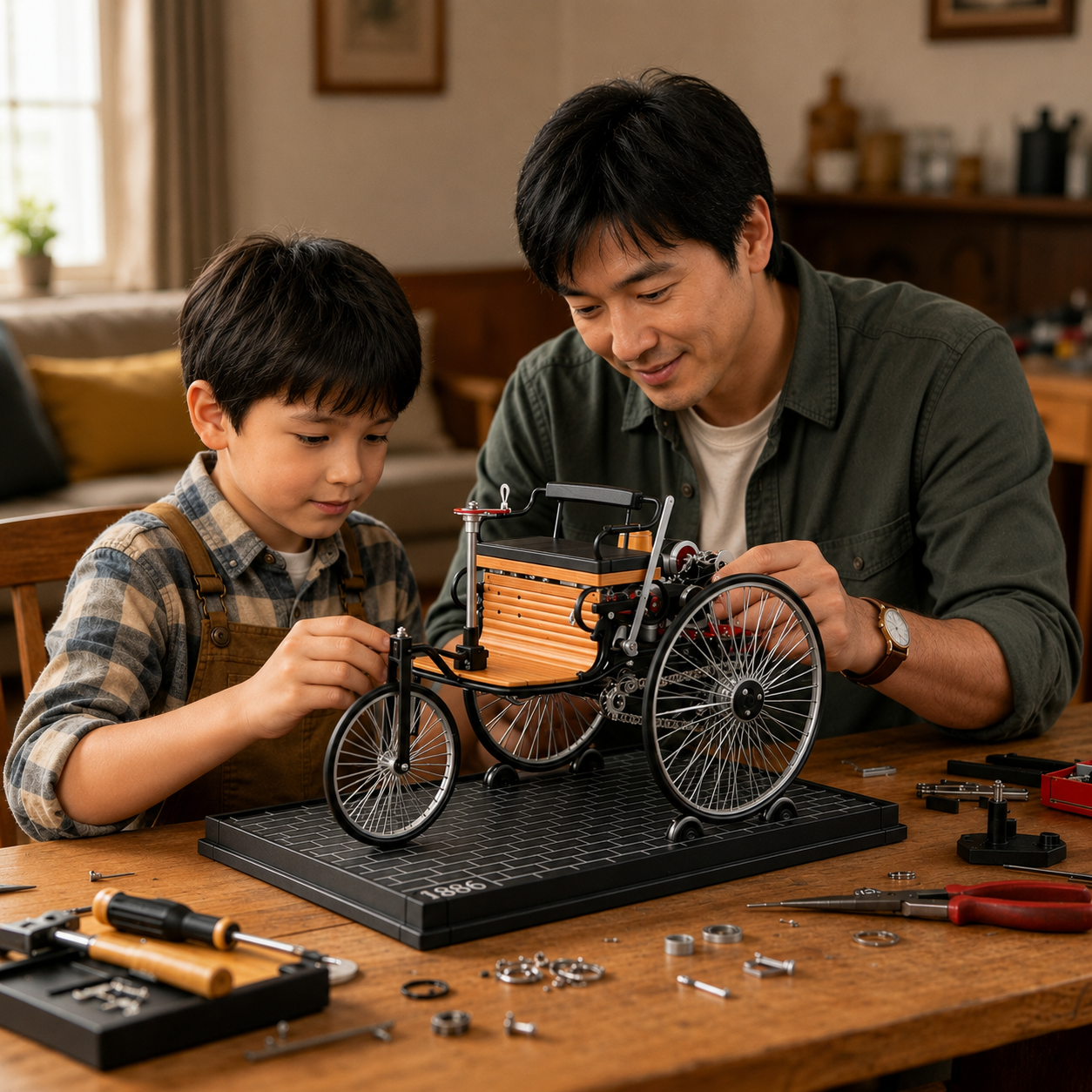 親子で楽しむ1886年クラシックカー3Dメタルモデル DIY組み立て体験
