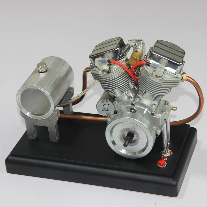 CISON FG-VT9 9ccエンジン模型の正面から見た45度Vツイン構造