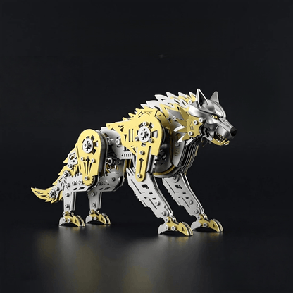 ステンレス鋼製 メカニカルウルフ 3Dパズル 完成品