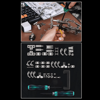 673PCS+エクスプローラーメカX-7 3DメタルアセンブリDIYキット 携帯ホルダー2-in-1