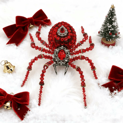 スチームパンク風 ビーズクリスタル赤いクモ模型 組み立てキット（ミュージックボックス付き・260ピース）