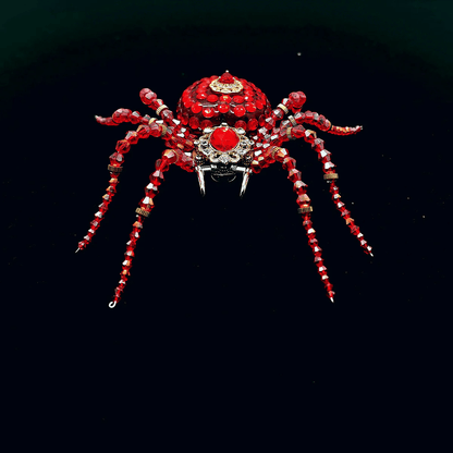 スチームパンク風 ビーズクリスタル赤いクモ模型 組み立てキット（ミュージックボックス付き・260ピース）