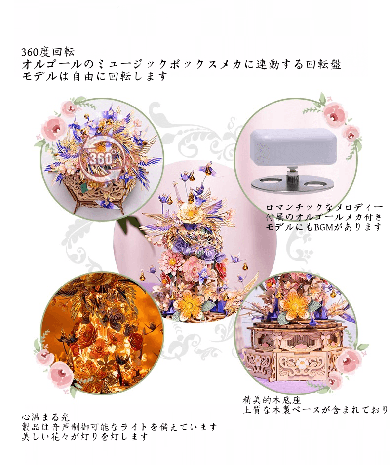 396 PCS+ 3Dメタルモデル 酔花八音盒 組み立てキット