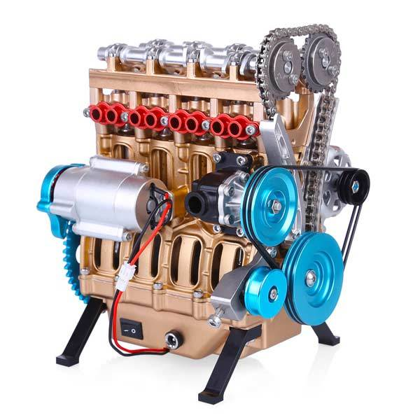 アルミ合金製DM13-L4-T直列4気筒エンジン模型の側面