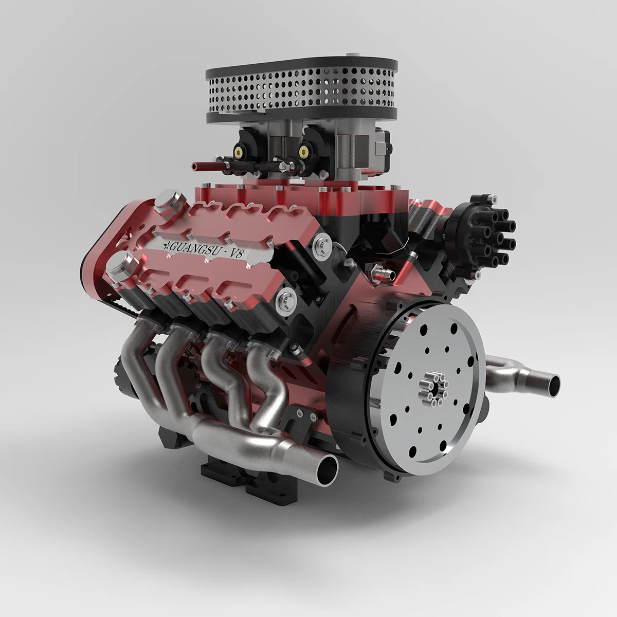 水冷DOHC V8ガソリンエンジンの側面ディテール