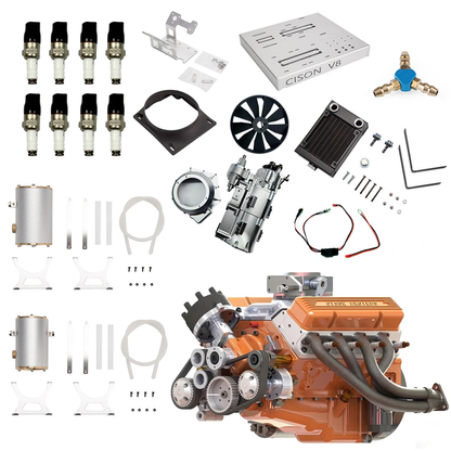 CISON V8-OHV-44 PRO 44cc 1/6スケール V8ガソリンエンジン組立キット｜4ストローク OHV 水冷