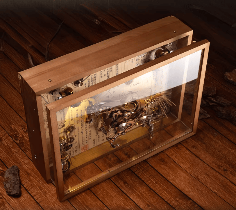 アクリルと木製フレームの立体展示