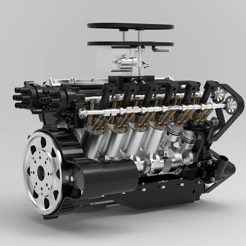 水冷式ENJOMOR GS-V12エンジンの正面斜めビュー