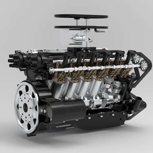 水冷式ENJOMOR GS-V12エンジンの正面斜めビュー