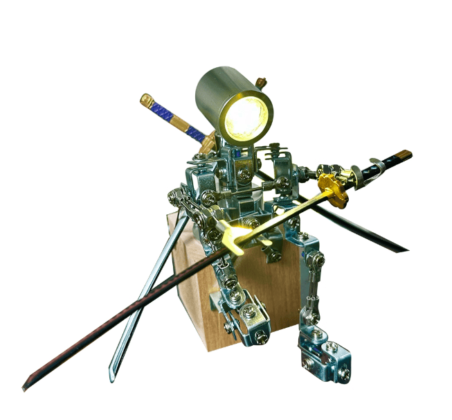 メカニカルミニロボットランプモデル  ライトコンパニオン 3D リサイクルメタル彫刻