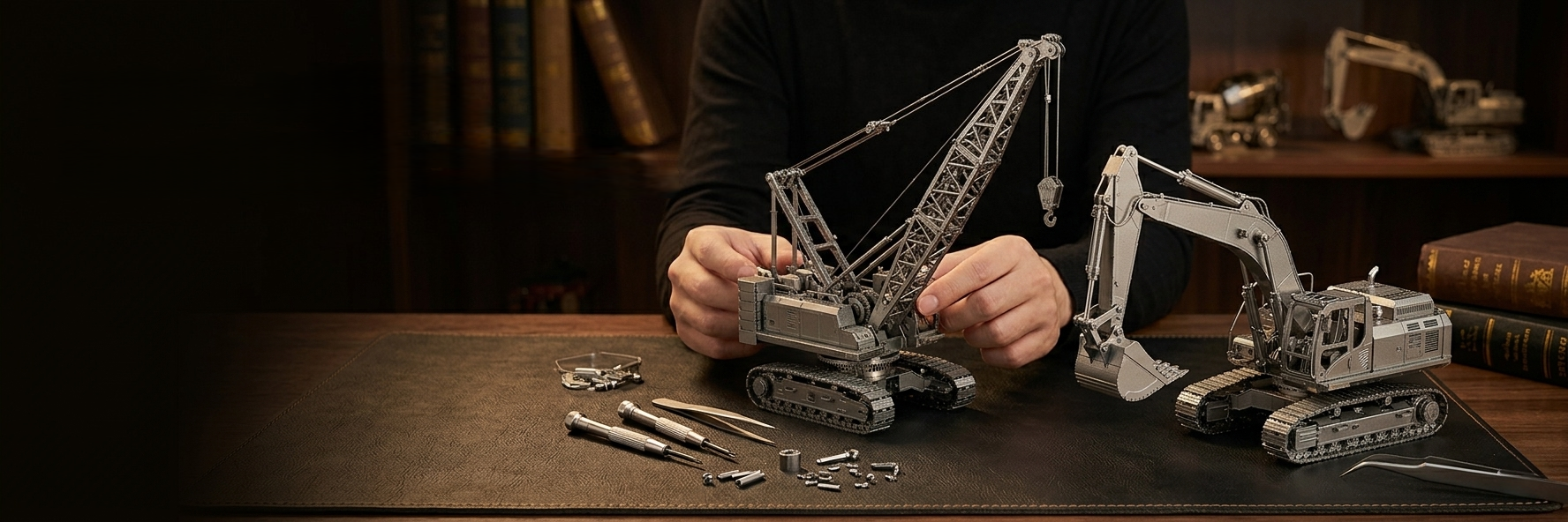 BLDB 高精度金属モデルキット｜重機・建機メカニカルシリーズの組み立て風景