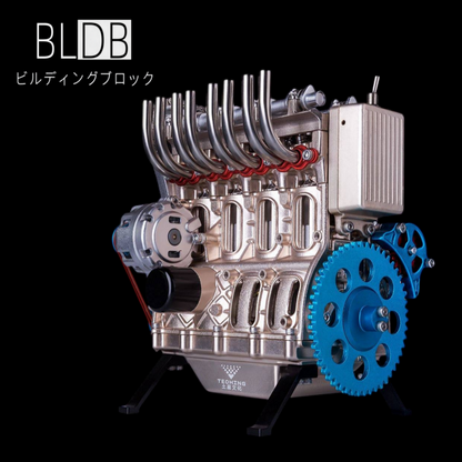 ゴールド仕上げのDM13-L4-T直列4気筒エンジン模型