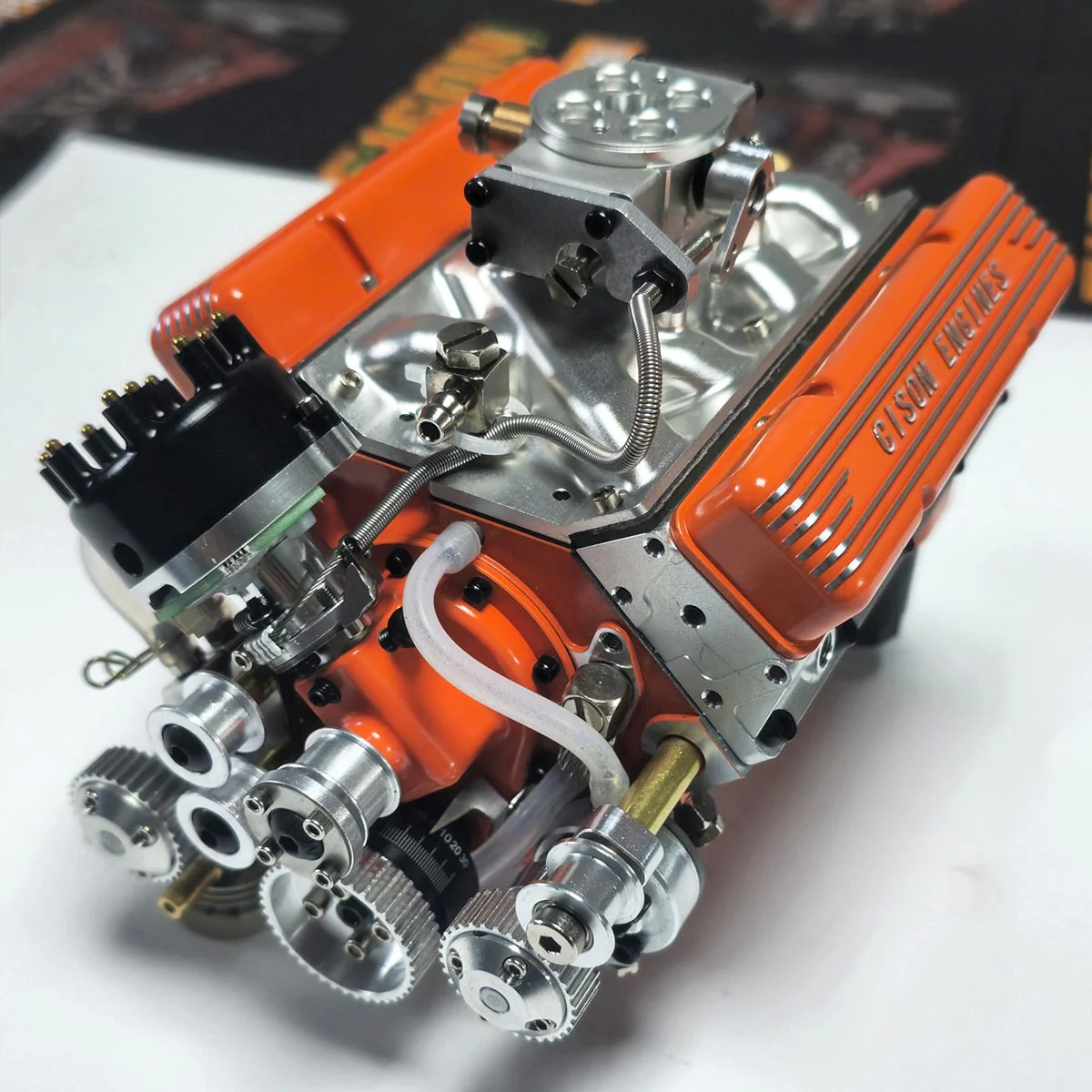 CISON V8-OHV-44 PRO 44cc 1/6スケール V8ガソリンエンジン組立キット｜4ストローク OHV 水冷