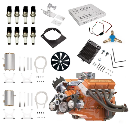 CISON V8-OHV-44 PRO 44cc 1/6スケール V8ガソリンエンジン組立キット｜4ストローク OHV 水冷