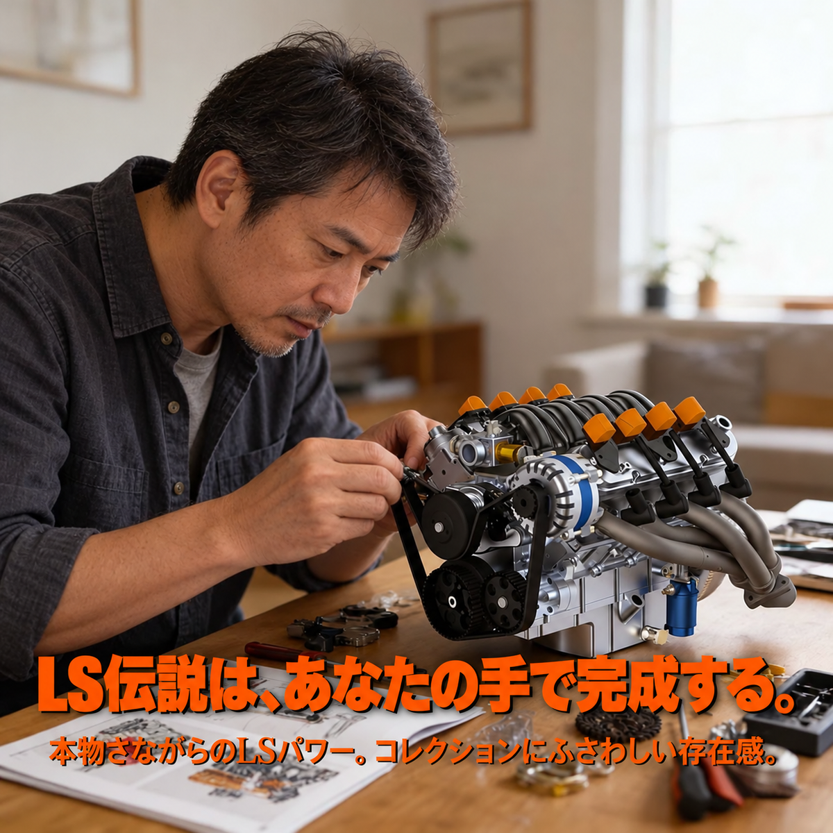 CISON LS-52の水冷シリンダーヘッドと冷却接続部