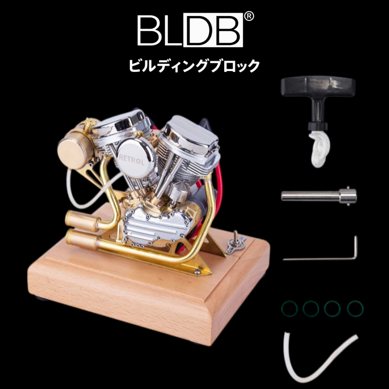 RETROL R30 4.2cc Panhead Vツインガソリンエンジン模型の完成外観