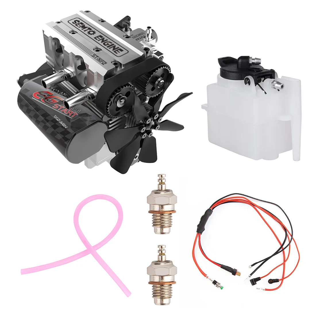 SEMTO ST-NF2／FS-L200AC 7cc 直列2気筒4ストロークエンジン組立キット｜シルバー特別限定版