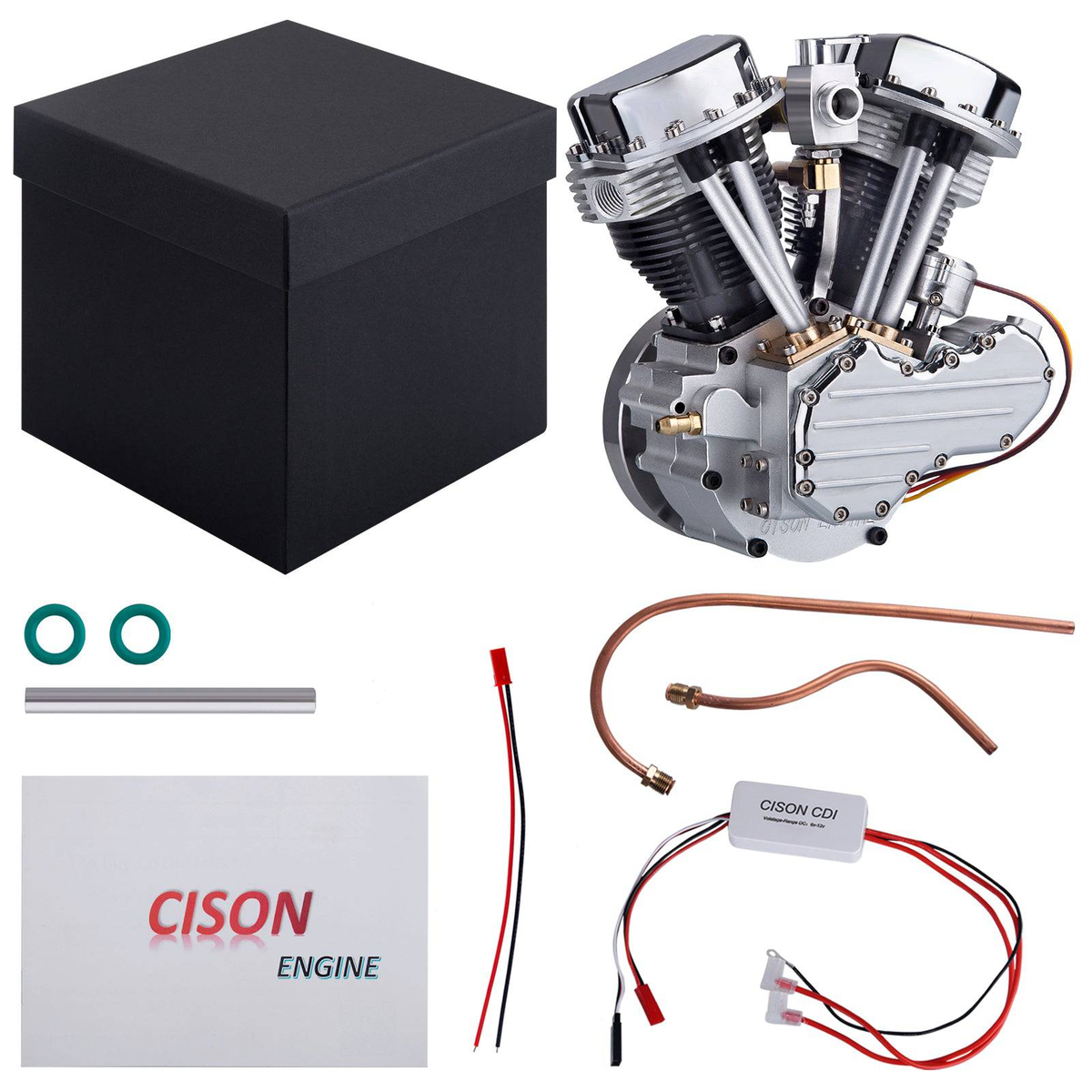 CISON FG-VT9エンジン本体、CDI、木製ベース、ホースを含む付属品一覧
