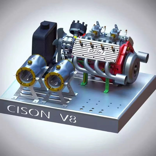 CISON V8エンジン模型へのアルミベース装着例